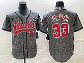 Men's Chicago Bulls #33 Scottie Pippen Grey Gridiron Cool Base Stitched Baseball Jersey,baseball caps,new era cap wholesale,wholesale hats